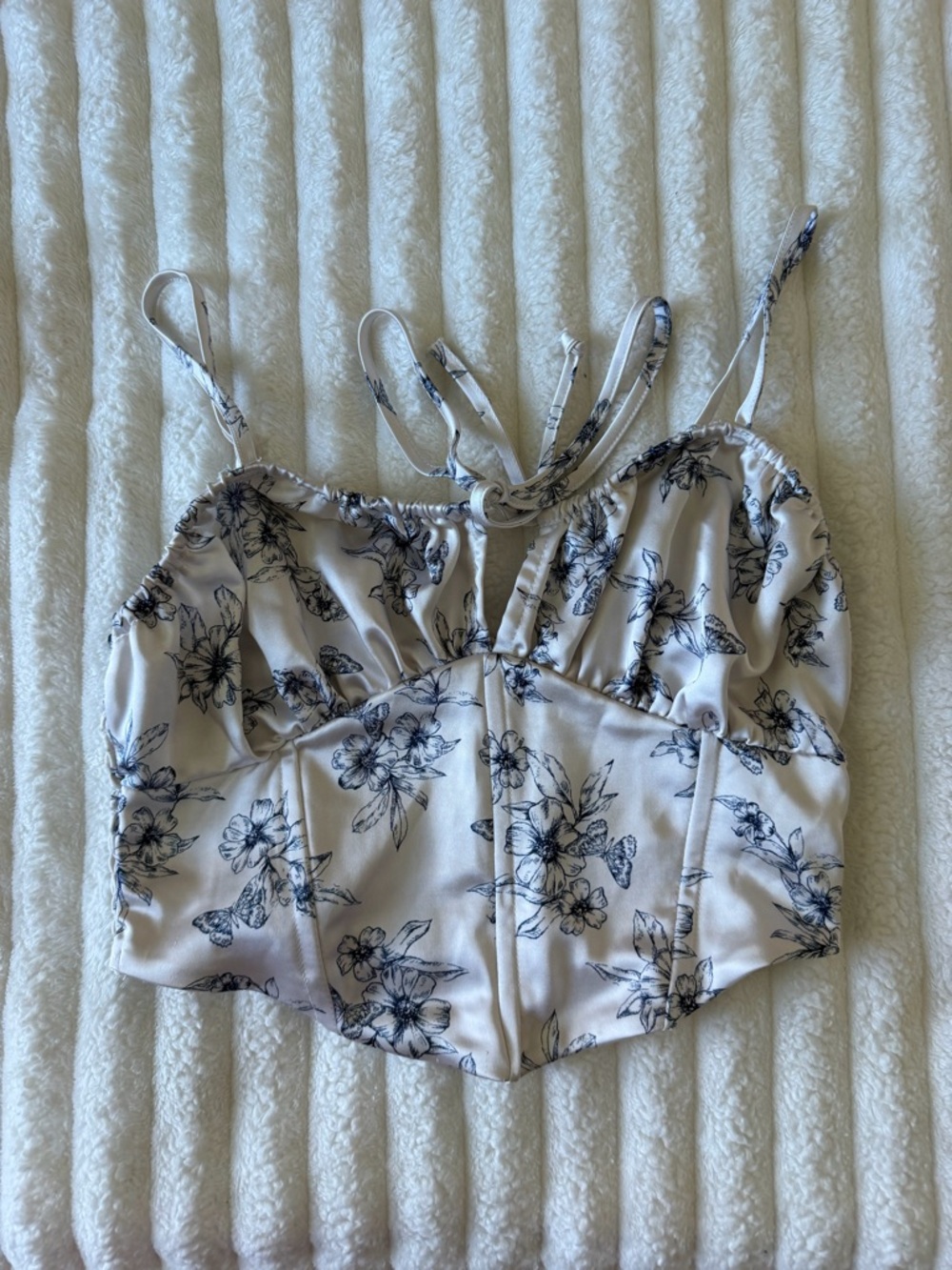 Pacsun Floral Lace-Up Bustier Crop Top